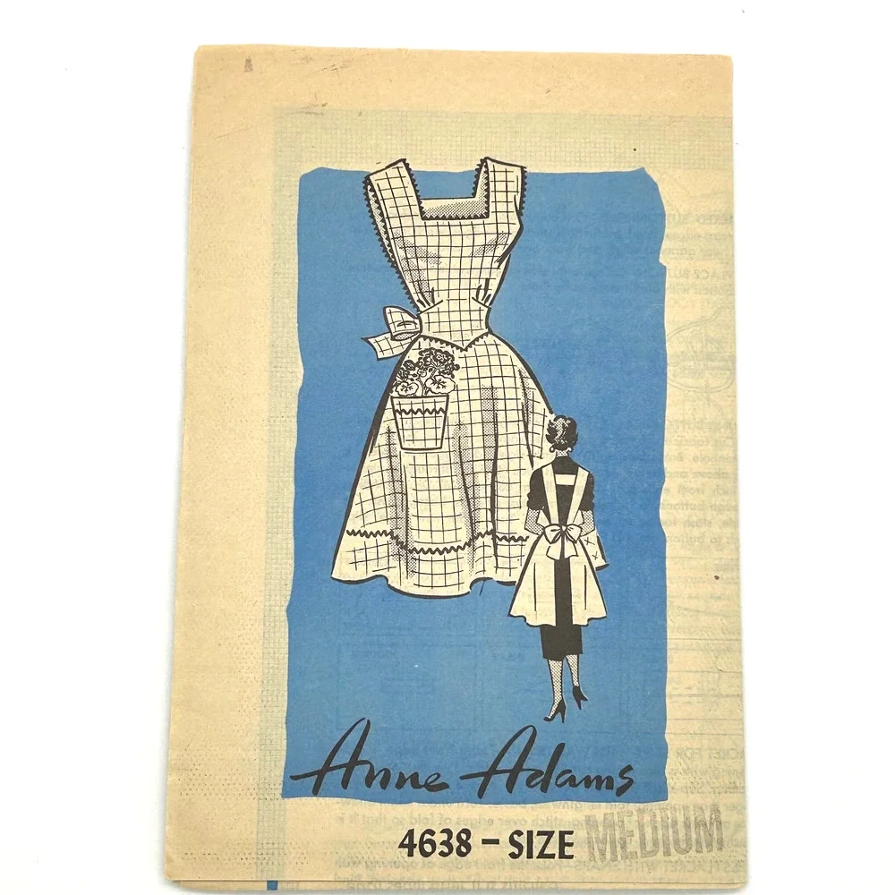 Anne Adams Vintage 1950's Mail‎ Order Pattern #4638 Women's Bib Apron Size M
